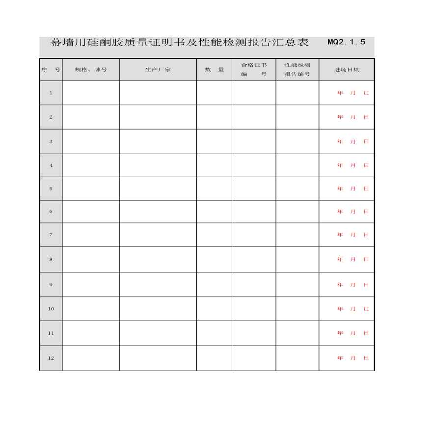 MQ2_1_5_幕墙用硅酮胶质量证明书及性能检测报告汇总表-图一