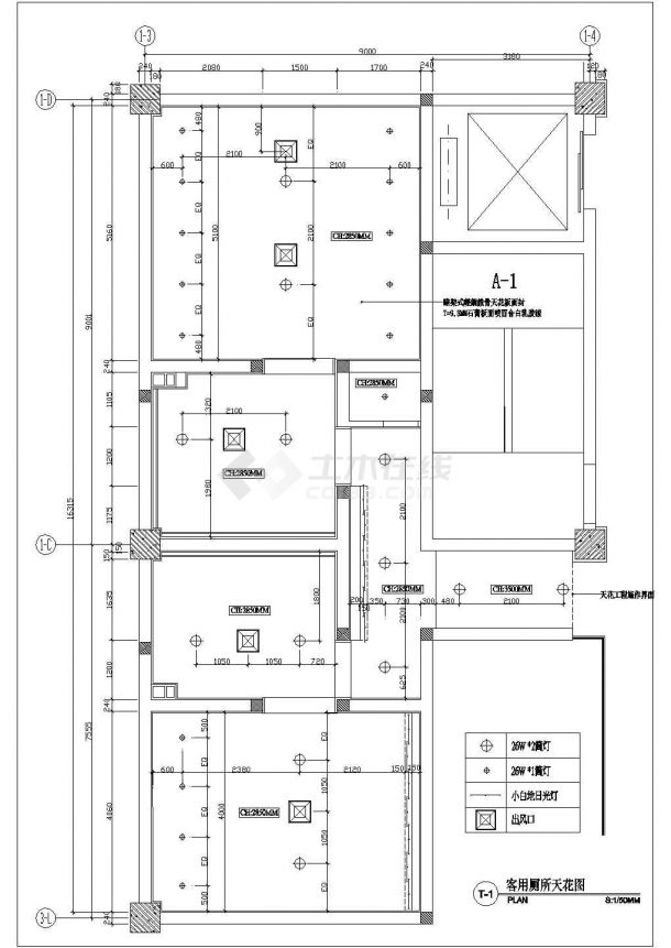 某商场卫生间建筑cad平面设计施工图-图二