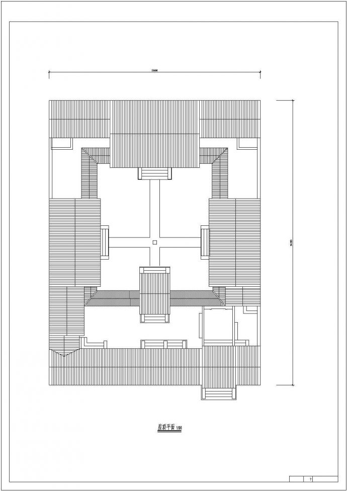 二层北京传统四合院设计（长34.3米 宽25.4米 ）_图1