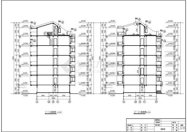 某六层跃层住宅楼建筑方案设计施工CAD图纸（含设计说明）-图二