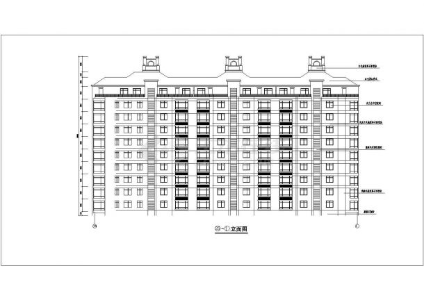 某9层经典带阁楼住宅建筑方案设计施工CAD图纸-图一