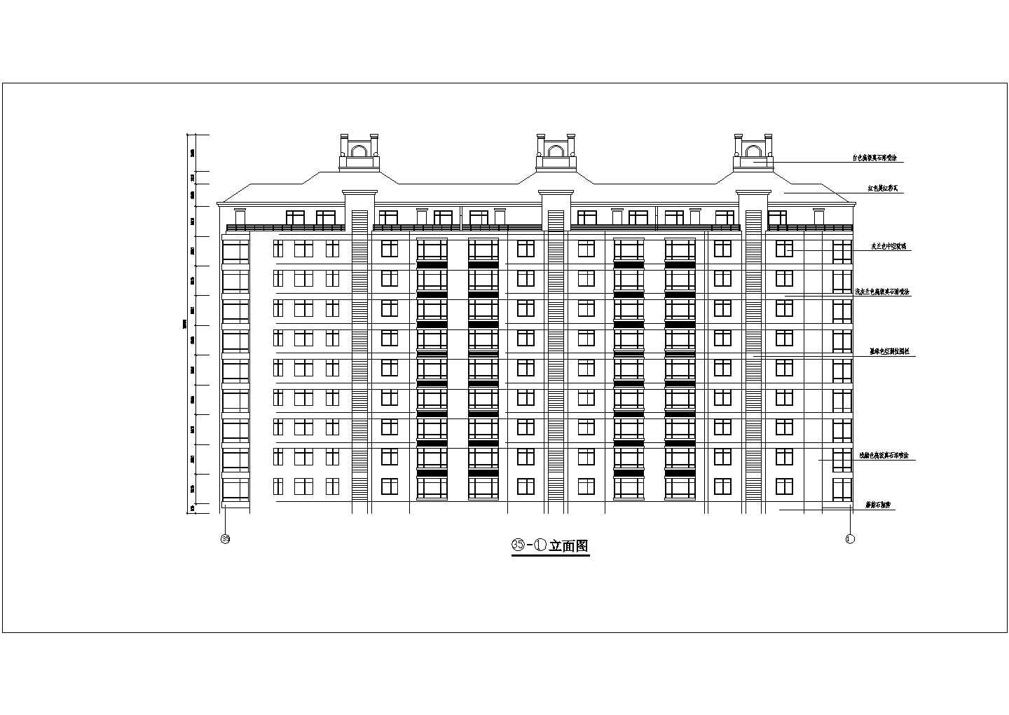 某9层经典带阁楼住宅建筑方案设计施工CAD图纸