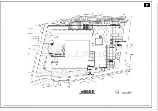 四川农大三层图书馆建筑施工设计cad图纸，共6张-图二
