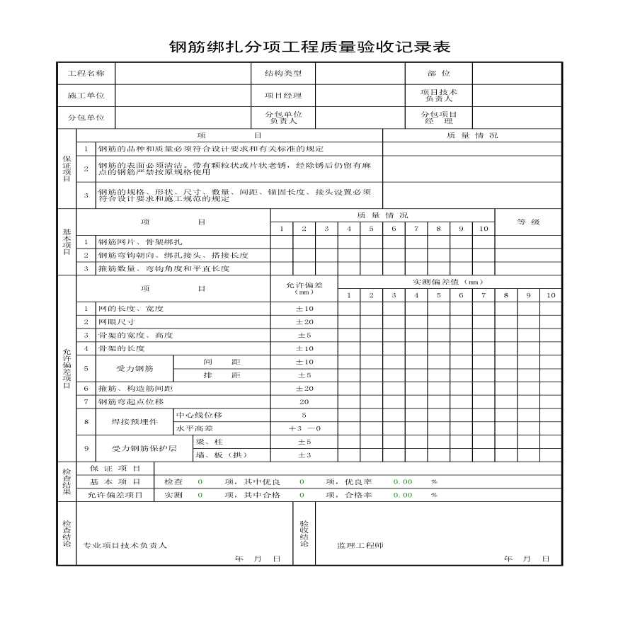 钢筋绑扎分项工程质量验收记录表-图一