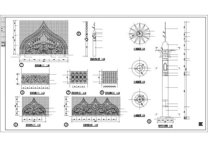 郑州市中原区某大型文化公园天桥栏杆设计CAD图纸_图1