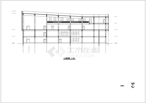 某大学4300平米四层框架结构食堂体育馆平立剖面设计CAD图纸（含夹层）-图二
