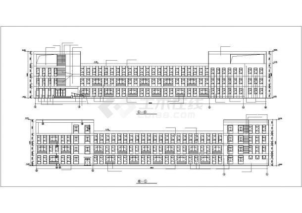 贵阳市某实验小学5500平米4层框架结构教学楼平立剖面设计CAD图纸-图一