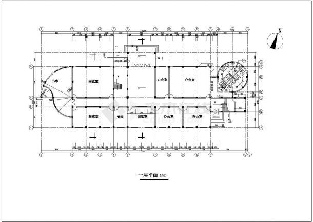 成都市某中学3750平米5层框混结构教学办公楼建筑设计CAD图纸-图一