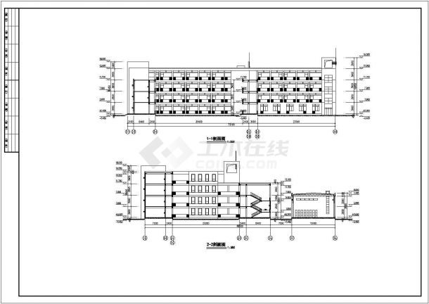 连云港市某中学6400平米4层框架结构教学楼建筑设计CAD图纸-图二