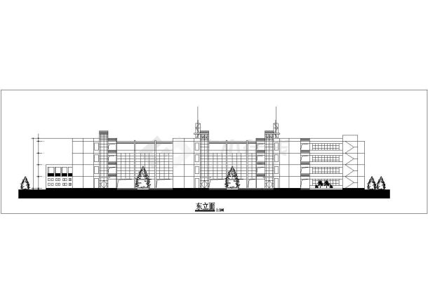 温州某中学占地1000平米4层框架结构教学楼平立剖面设计CAD图纸-图一
