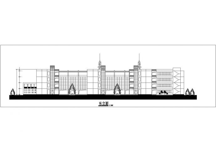 温州某中学占地1000平米4层框架结构教学楼平立剖面设计CAD图纸_图1