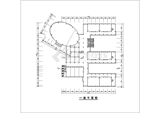 南阳市某中学3900平米3层框架结构教学楼平立剖面设计CAD图纸-图一