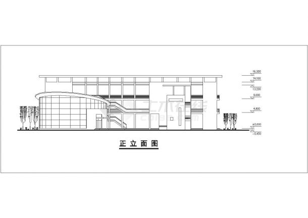 南阳市某中学3900平米3层框架结构教学楼平立剖面设计CAD图纸-图二