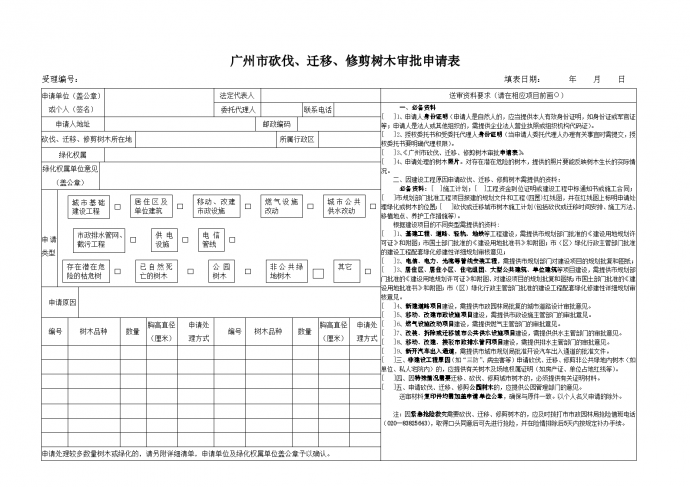 广州市砍伐、迁移、修剪树木审批申请表_图1