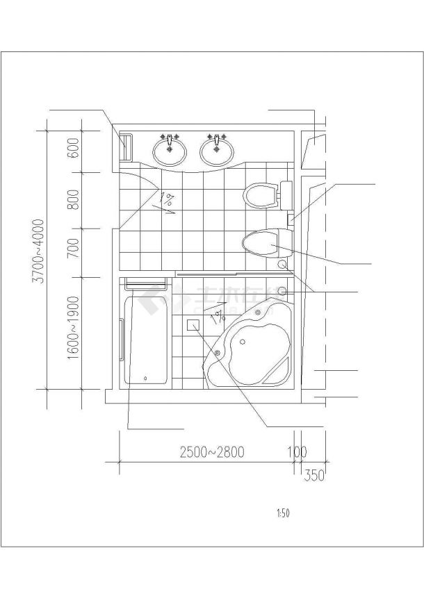 卫生间装饰设计cad施工图集-图二