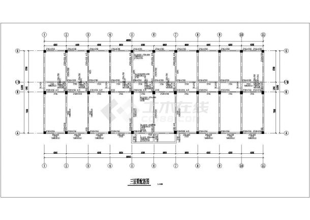 盐城市某建筑公司五层框架结构办公楼全套结构设计CAD图纸-图二