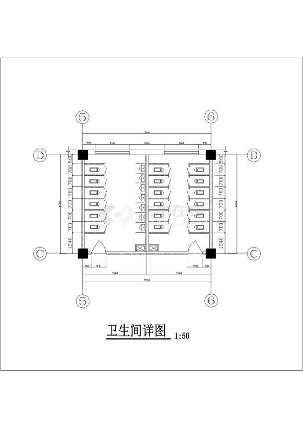 北京某医院4000平米五层框架结构办公楼建筑设计CAD图纸-图二
