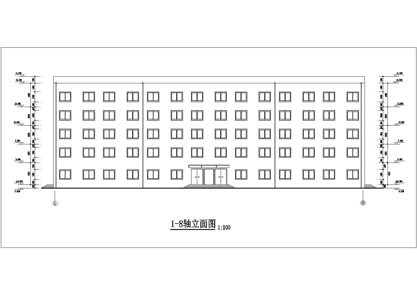 北京某医院4000平米五层框架结构办公楼建筑设计CAD图纸