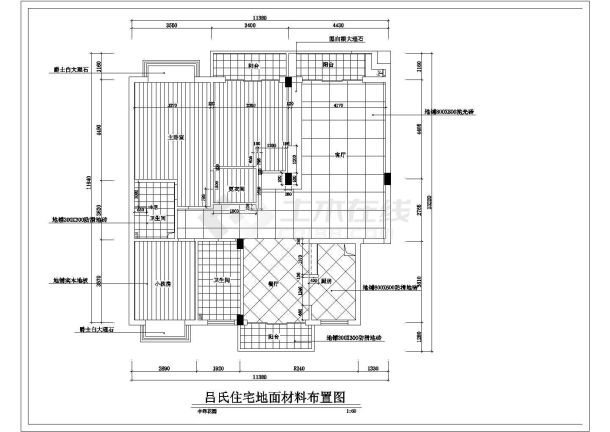 丰泽花园吕氏家居装修设计CAD图-图一