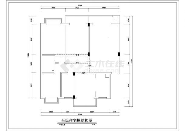 丰泽花园吕氏家居装修设计CAD图-图二