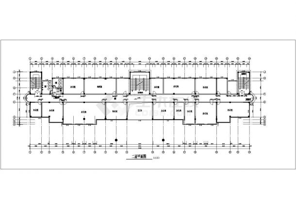泰安市某企业单位4800平米五层框架结构办公楼建筑设计CAD图纸-图二