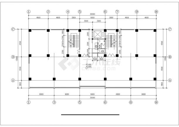 写字楼平面建筑设计cad方案施工图纸-图二
