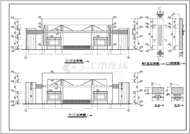  Plan and elevation construction drawing of a school gate building full set of cad - Figure 2