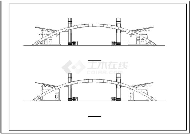 学校大门设计cad大样施工图纸-图二