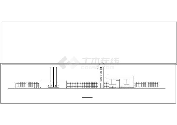 中学大门建筑设计cad施工方案图-图一