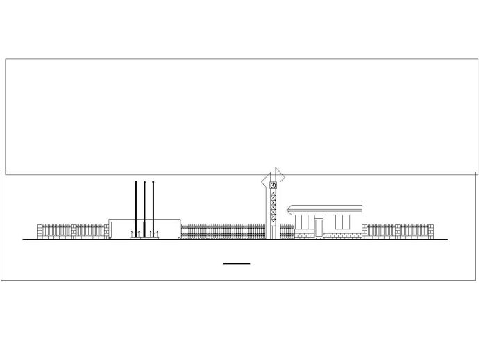 中学大门建筑设计cad施工方案图_图1