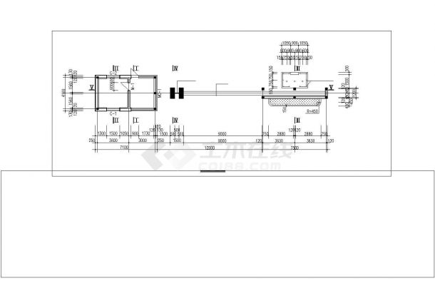 中学大门建筑设计cad施工方案图-图二