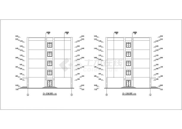 苏州某工厂占地880平米五层框架办公楼建筑设计CAD图纸-图一