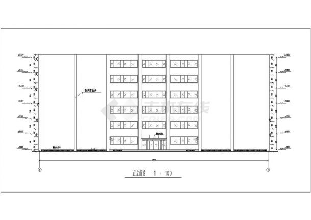 北京某大学4460平米六层框架结构办公楼建筑设计CAD图纸-图二