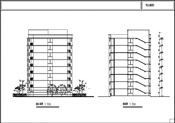德扬中学8层学生公寓楼建筑设计施工cad图纸_图1