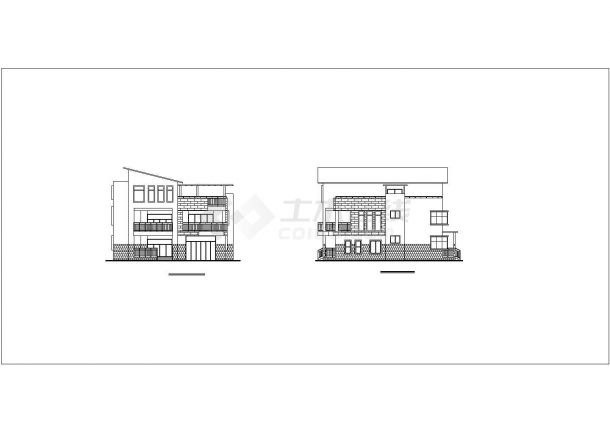 某住宅区高档三层别墅建筑设计CAD图-图一