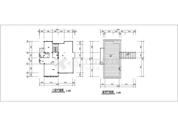 某住宅区高档三层别墅建筑设计CAD图-图二