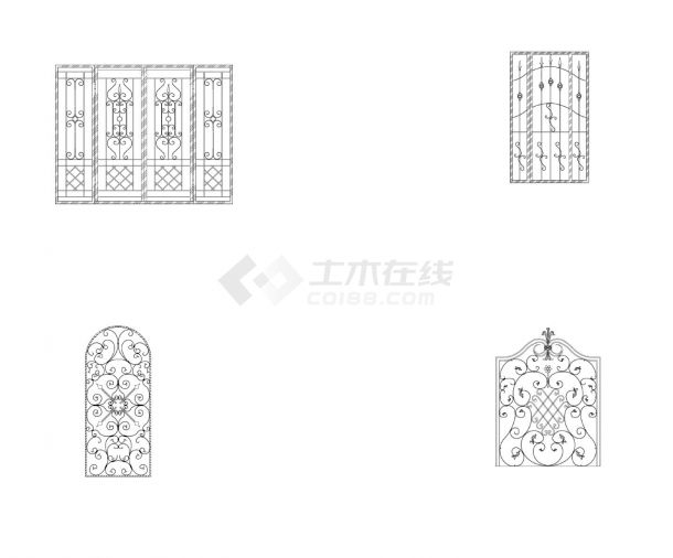 某某建筑门窗类-整理图库-铁艺门20平面图CAD图-图一