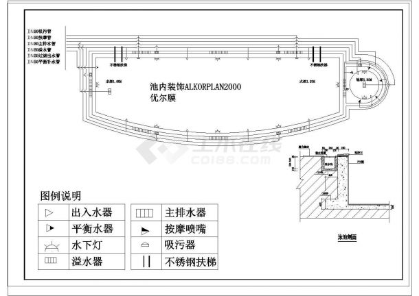 整套游泳池cad建筑设计详细施工图纸-图一