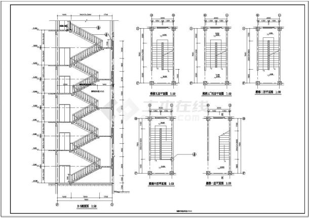 某CAD设计楼梯、电梯、卫生间大样图纸-图二