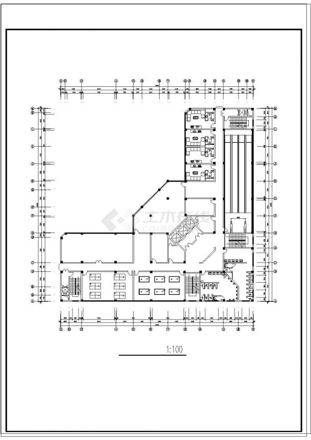 某宾馆建筑设计外立面及平面CAD方案图-图二
