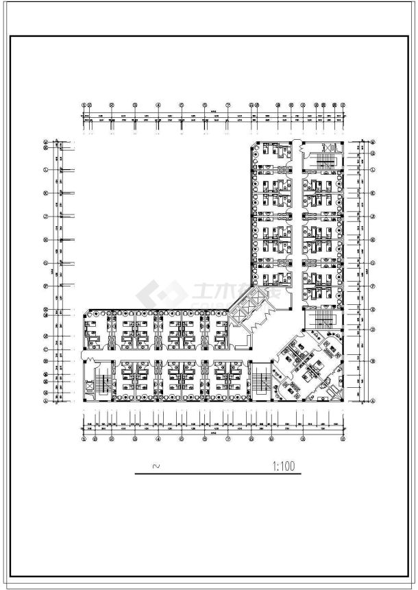 某賓館建築設計外立面及平面cad方案圖_酒店_土木在線