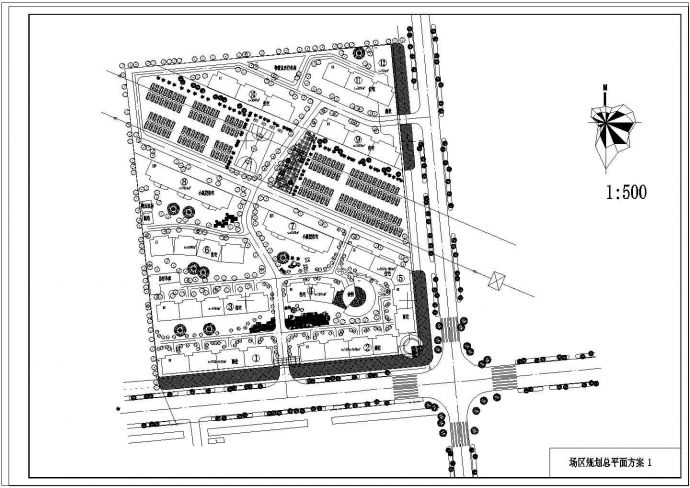 大庆市某小区规划设计方案cad图纸，共两张_图1