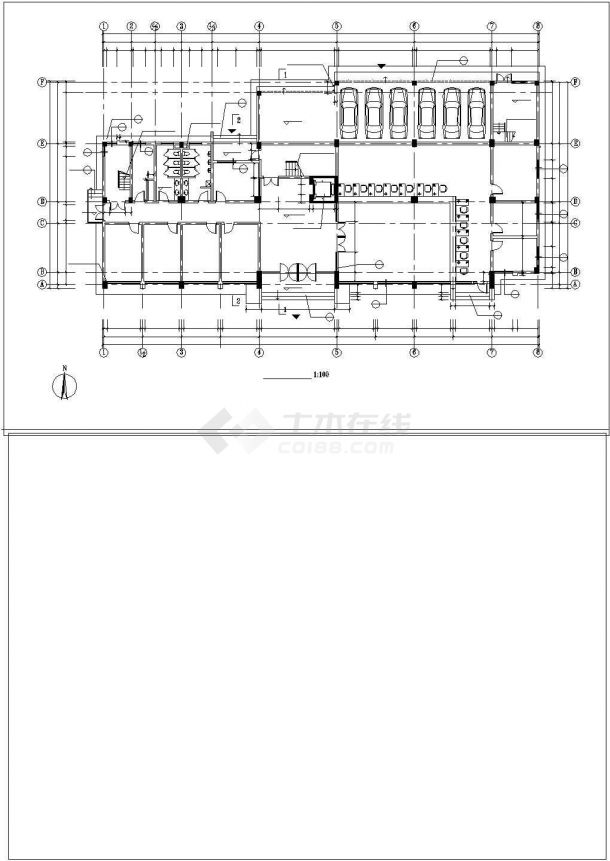 办公楼设计_某多层办公楼建筑设计详细方案CAD施工图-图一