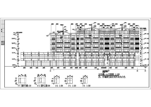 某六层底框商品住宅设计cad全套建筑施工图（含设计说明）-图二
