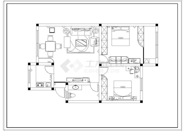 室内家装设计方案cad施工图例-图二