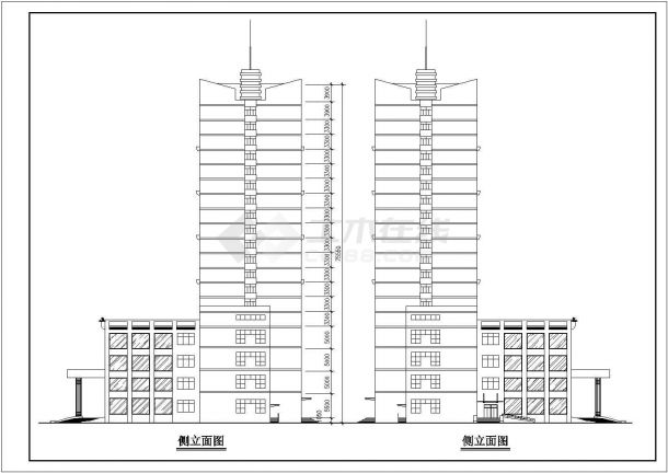 某框剪结构高层酒店大楼设计cad建筑方案图纸-图一