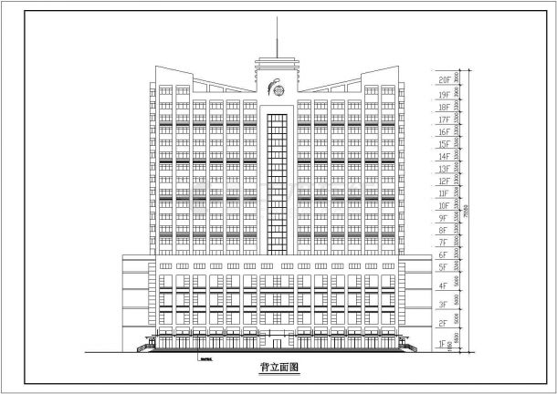 某框剪结构高层酒店大楼设计cad建筑方案图纸-图二