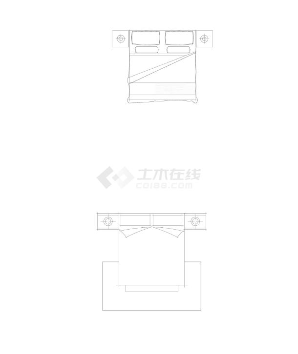 床品合集CAD图库-2000床（26个块，有遮罩）-图二