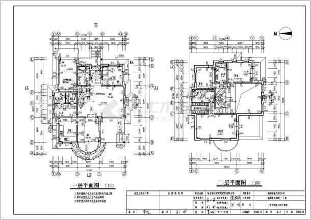某建筑面积300平方米高级欧式别墅设计cad建筑施工图（带效果图）-图二