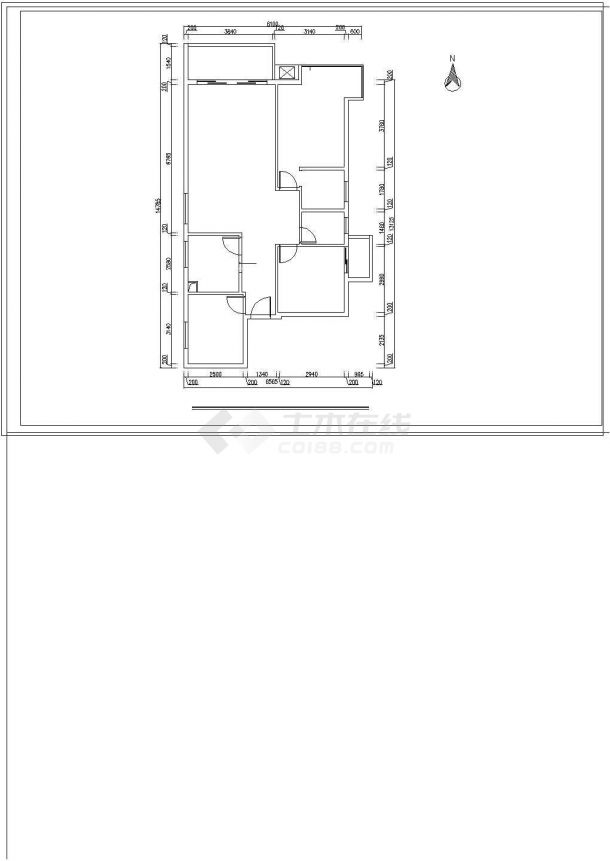 某小区小三居户型雅居cad装修施工图-图一